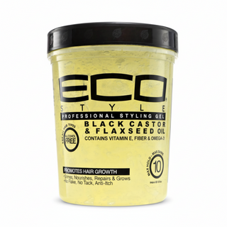 Eco Styler black castor flaxseed gel 2.36L for strong hold shine hair repair and frizz control styling