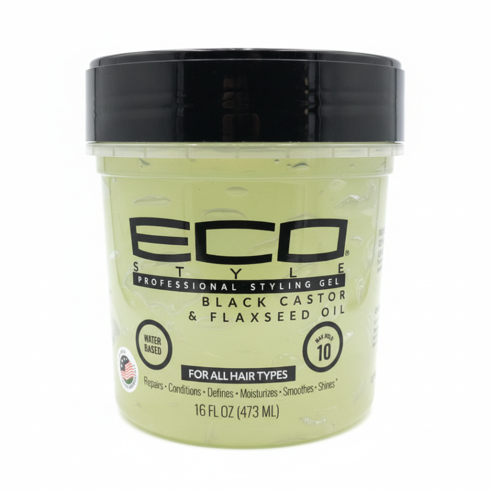 eco styler black castor flaxseed oil gel 473ml for max hold shine and frizz control hair