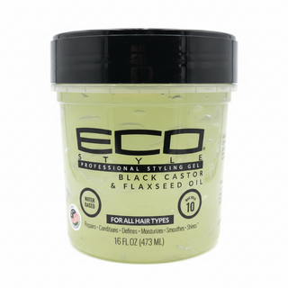 eco styler black castor flaxseed oil gel 473ml for max hold shine and frizz control hair
