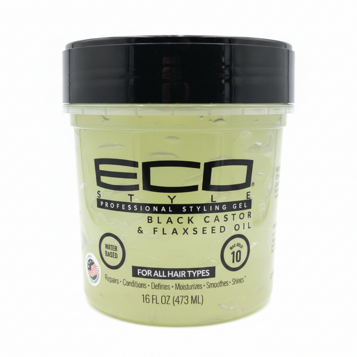 eco styler black castor flaxseed oil gel 473ml for max hold shine and frizz control hair