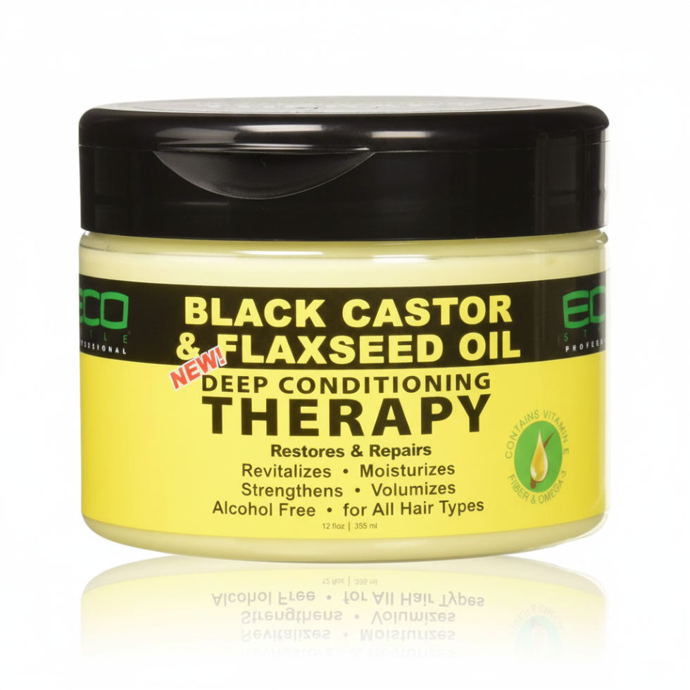 Eco Styler deep conditioning therapy 325ml black castor flaxseed for hair repair hydration and shine