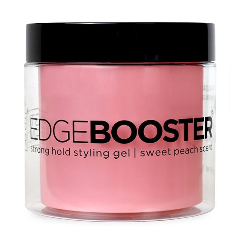 edge booster strong hold styling gel 500ml sweet peach scent long lasting frizz control shine sleek hair styling gel pump bottle