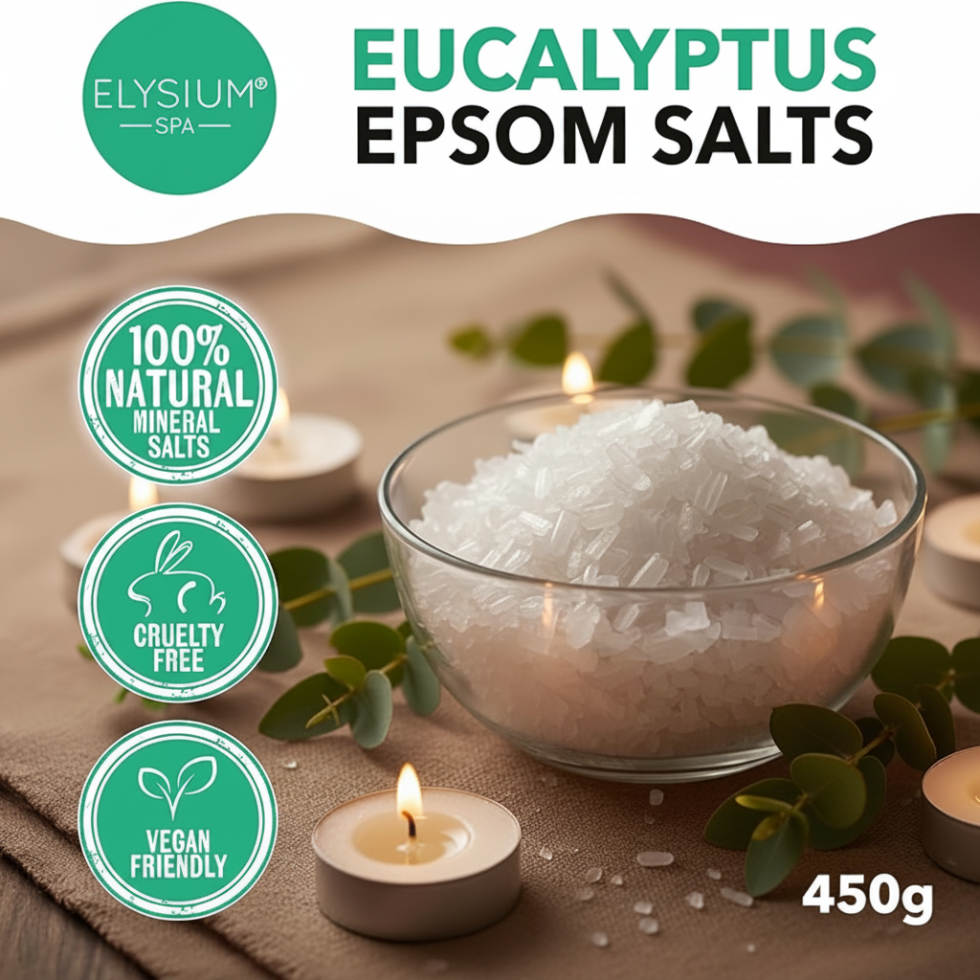 elysium spa eucalyptus epsom salts relax soothe detox bath soak 450g