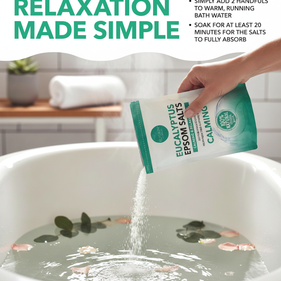 elysium spa eucalyptus epsom salts relax soothe detox bath soak 450g