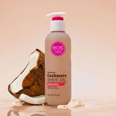 Ingredient-focused visual highlighting jojoba seed oil, coconut oil and shea-derived conditioning ingredients used to support a smoother shaving experience.