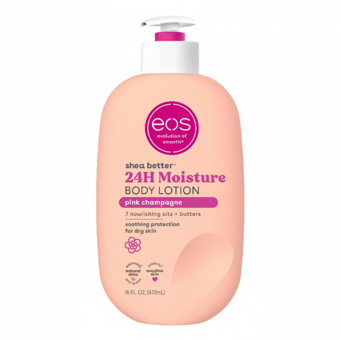 Eos pink champagne body lotion 473ml pump bottle for hydrating daily skin care