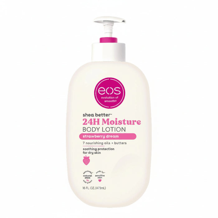 Eos strawberry dream body lotion 473ml pump bottle for hydrating daily skin care