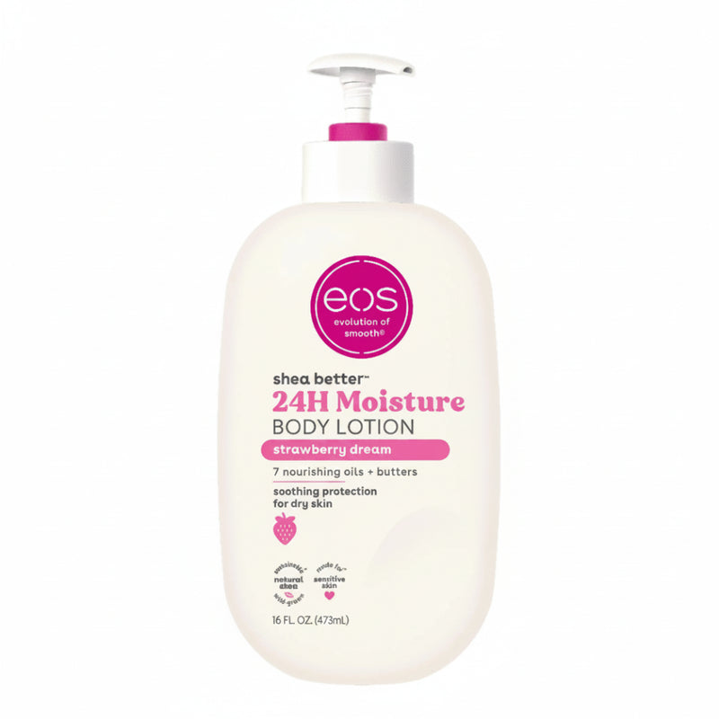 Eos strawberry dream body lotion 473ml pump bottle for hydrating daily skin care