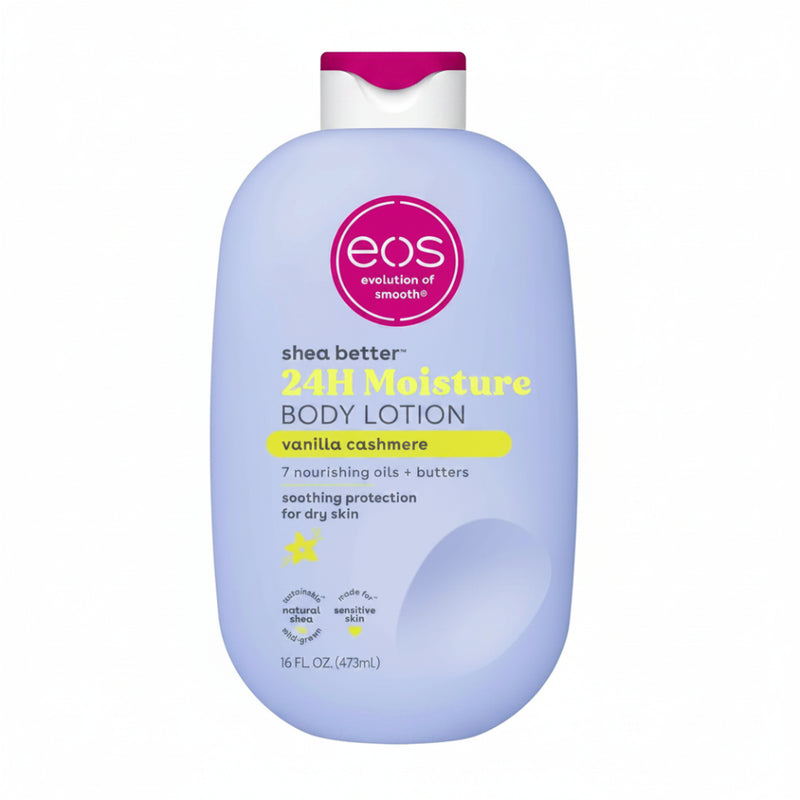 Eos vanilla cashmere body lotion 473ml pump bottle for hydrating daily skin care