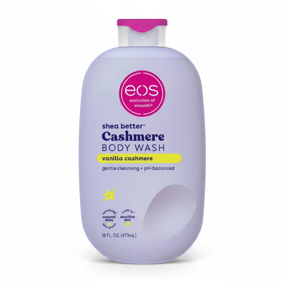 Eos vanilla cashmere body wash 473ml pump bottle for hydrating daily skin care