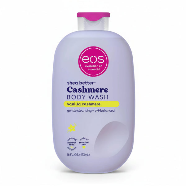 Eos vanilla cashmere body wash 473ml pump bottle for hydrating daily skin care