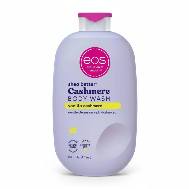Eos vanilla cashmere body wash 473ml pump bottle for hydrating daily skin care