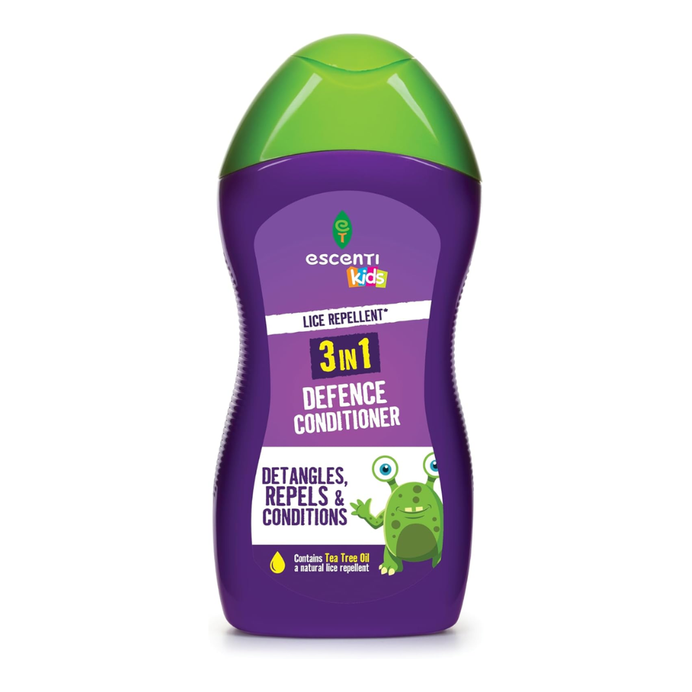 Escenti kids 3 in 1 defence conditioner 300ml detangles conditions lice repellent gentle care hair