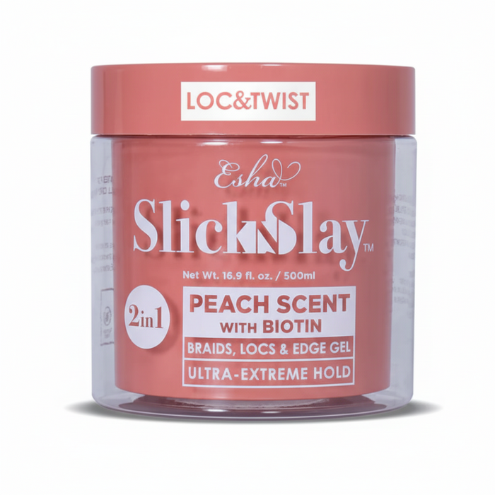 ESHA Slick N Slay 2-in-1 Peach Biotin Gel 500ml | Ultra Extreme Hold Styling Gel