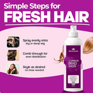 Eternal Beauty cornrow braid sheen spray 400ml for shine frizz control and nourishment