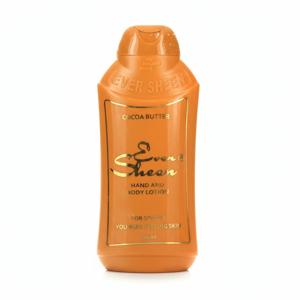 Ever Sheen Cocoa Butter Hand and Body Lotion 500ml bottle for deep hydration soft smooth glowing skin care