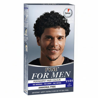 FYNE 21/01 jet black men hair colour ammonia free grey coverage deep black long lasting natural look hair dye men