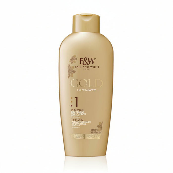 F and W gold argan radiance shower gel 1000ml hydrating body wash soft smooth glowing skin