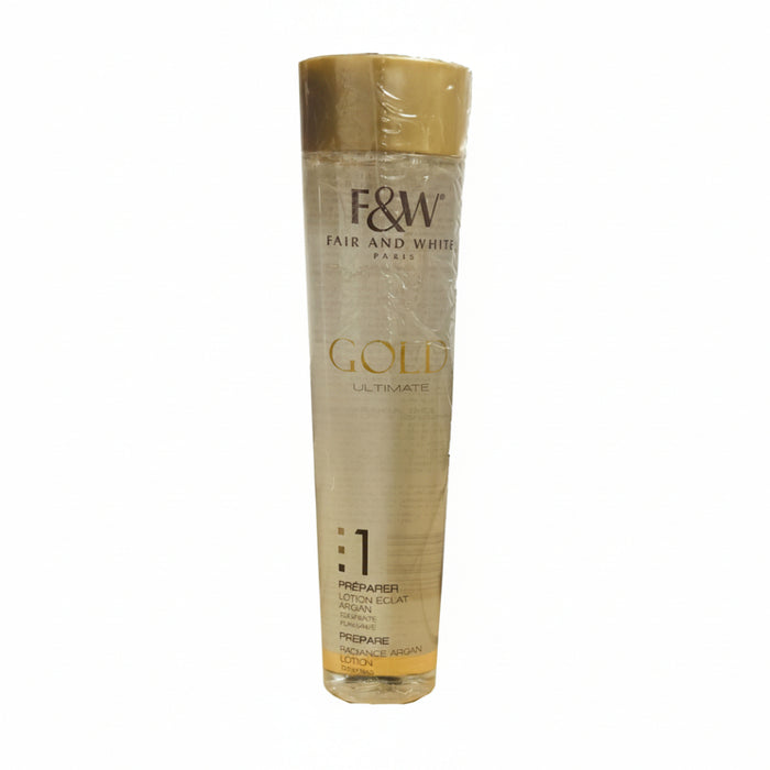 F&W Gold Ultimate Preparer 1 Radiance Argan Lotion 200ml skin prep lotion for glow hydration and smooth refined skin texture
