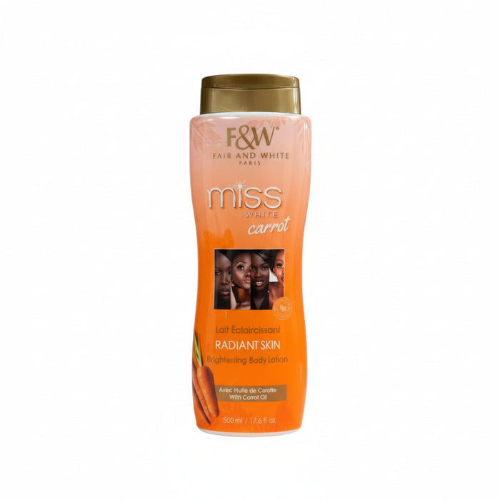 F&W Miss White Carrot Brightening Body Lotion 500ml for smooth glowing even toned skin