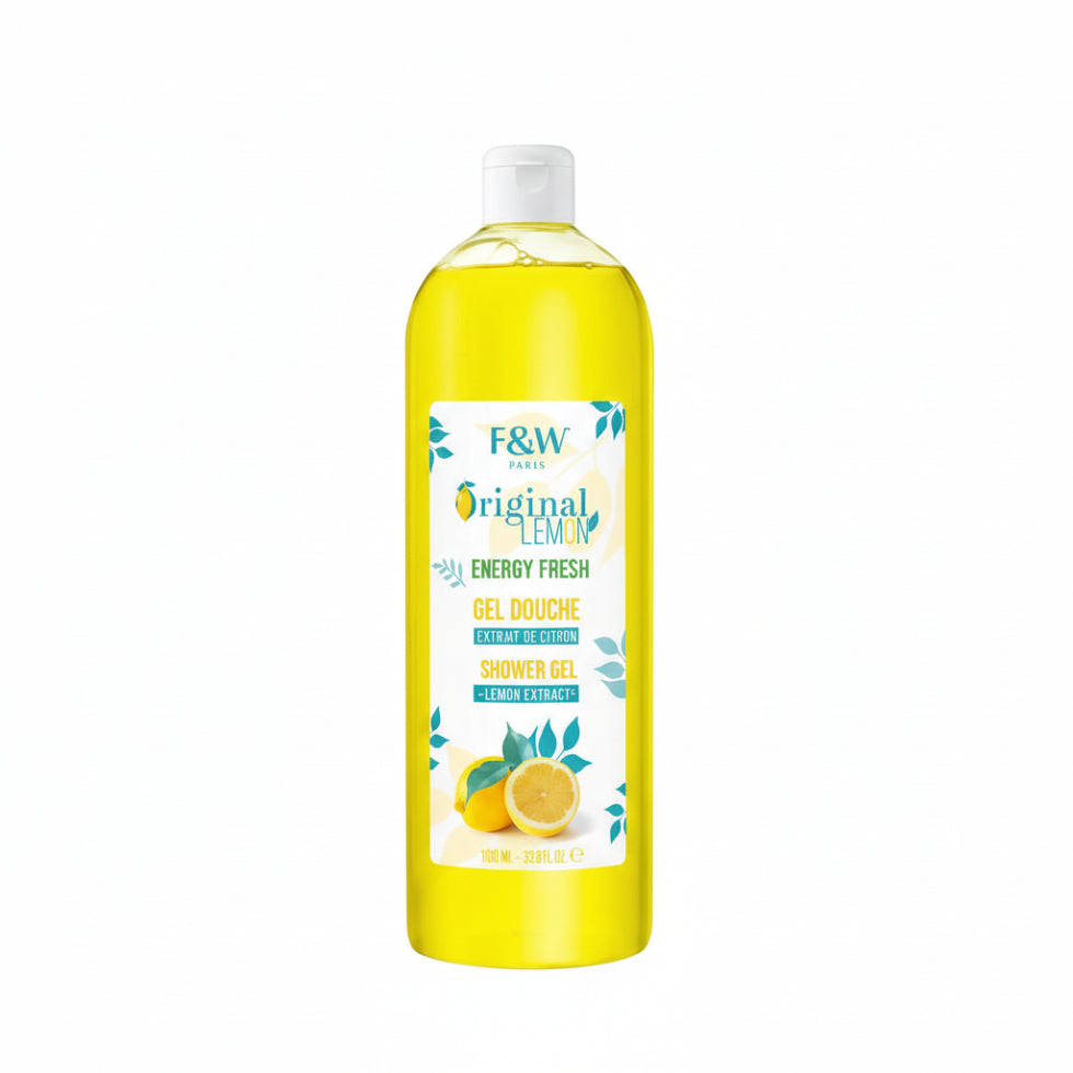 F and W original lemon shower gel 1000ml refreshing energizing body wash clean skin