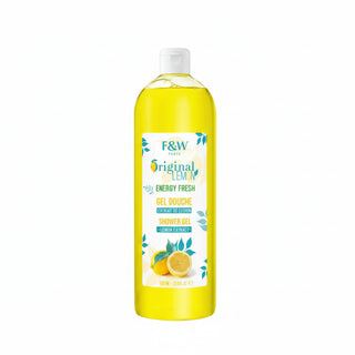 F and W original lemon shower gel 1000ml refreshing energizing body wash clean skin
