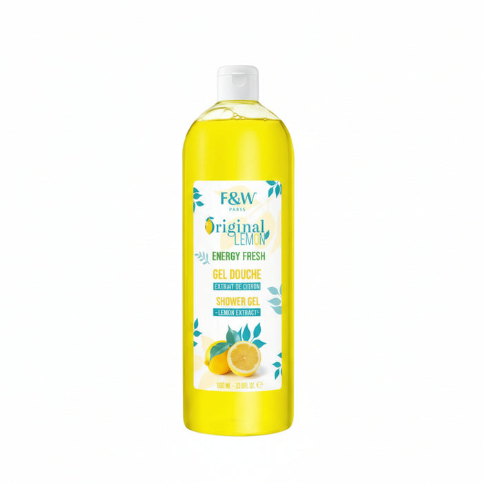 F and W original lemon shower gel 1000ml refreshing energizing body wash clean skin