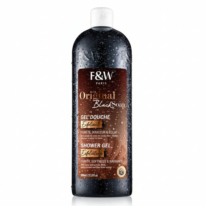 Fair and white black soap exfoliating shower gel 940ml deep cleansing glowing smooth skin