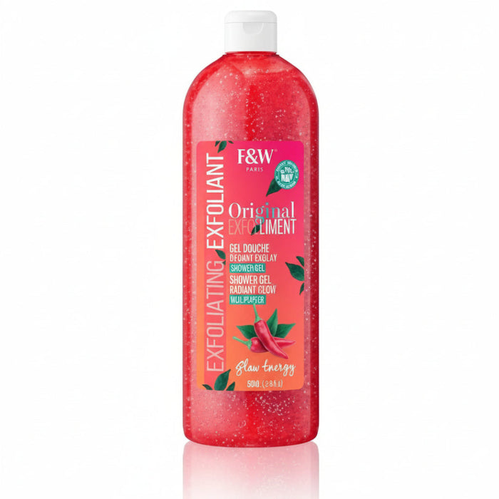 Fair and white piment glow energy 940ml exfoliating radiance shower gel brightening body wash