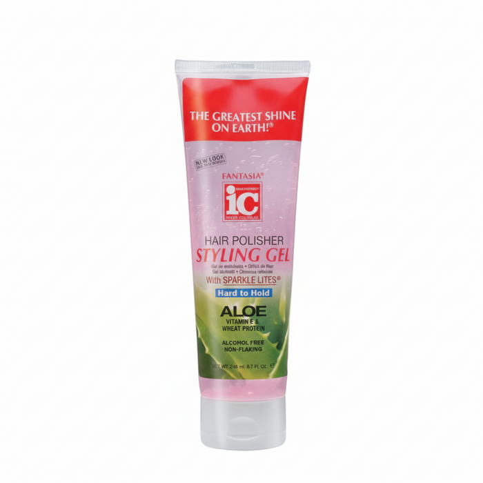 Fantasia IC hair polisher styling gel sparkle lites hard to hold 246ml strong hold shine control hair gel for smooth sleek frizz free styles