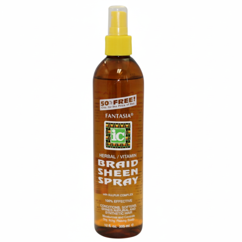 Fantasia IC herbal vitamin braid sheen spray 355ml moisturizing shine boosting braid spray for soft hydrated healthy protective styles