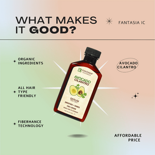 Fantasia IC naturals avocado cilantro hair serum 118ml strengthening shine boosting anti frizz lightweight serum for smooth soft healthy hair