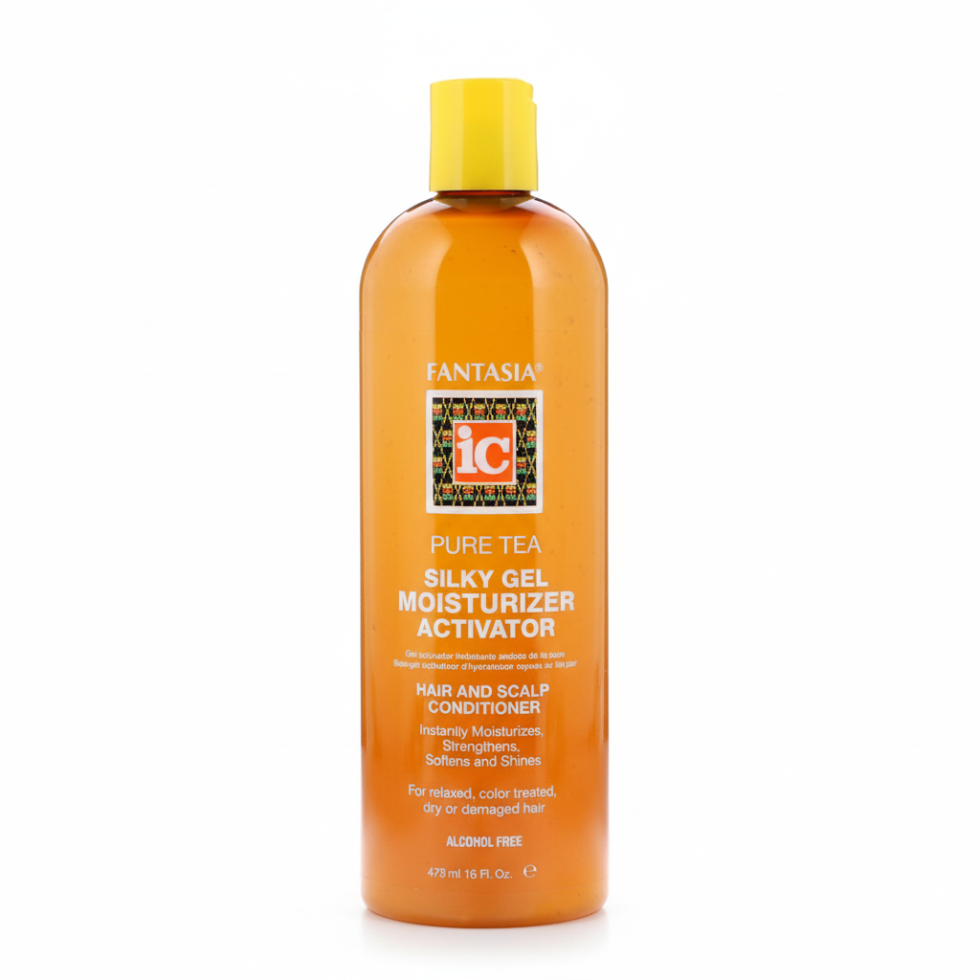 Fantasia IC pure tea silky gel moisturizer activator 473ml hydrating shine enhancing curl defining hair gel for soft smooth manageable hair