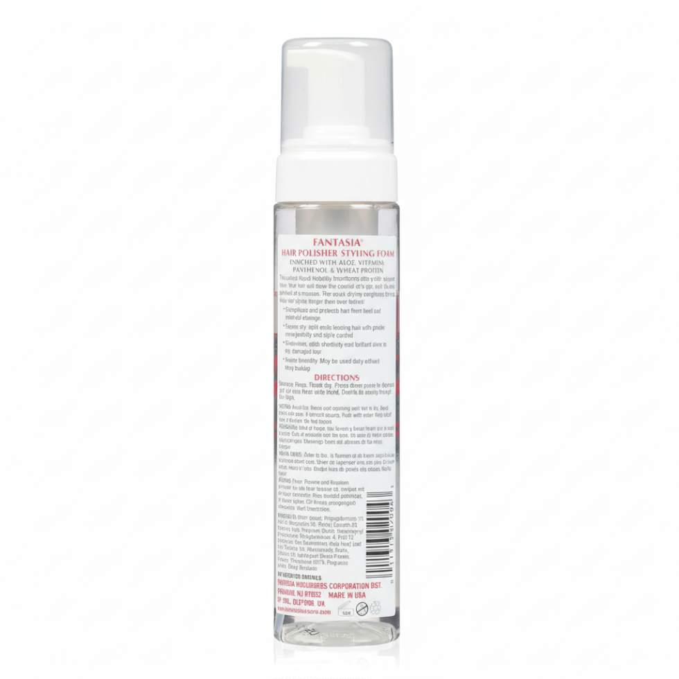 Fantasia IC hair polisher styling foam 251ml volume boosting shine enhancing heat protection hair foam for smooth frizz free styled hair