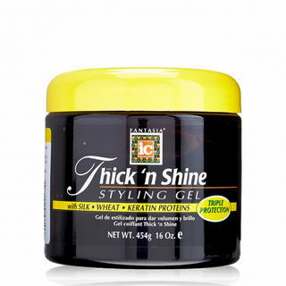 Fantasia IC Thick n Shine Gel 16oz strengthening styling gel for shine frizz control and long lasting smooth hair definition and hold
