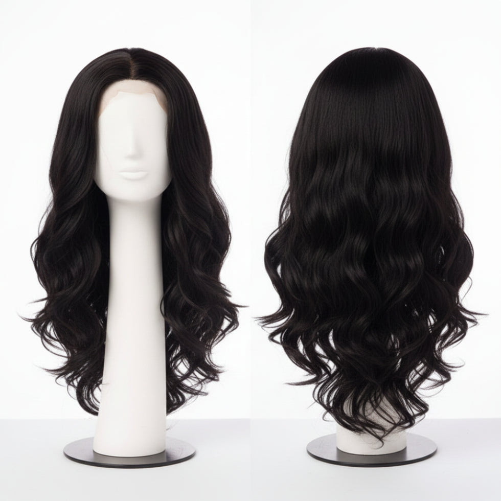 feme outre converti cap slaycation 26 inch 1b natural black half wig afro straight texture wig product