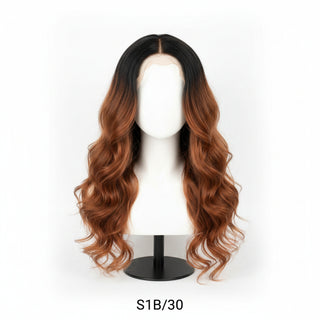 feme outre converti cap slaycation 26 inch s1b30 black auburn half wig afro straight texture wig product