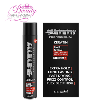 Gummy Professional Keratin Hair Spray Ultra Strong Hold Factor 400ml | Long-Lasting Control