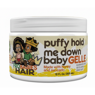 Fro Babies Puffy Hold Me Down Baby Gelle 12oz soft hold curl and edge styling gel for kids curly hair no flakes shine and definition