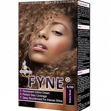 Fyne 6/00 medium blonde permanent hair colour with grey coverage shiny smooth salon finish hair