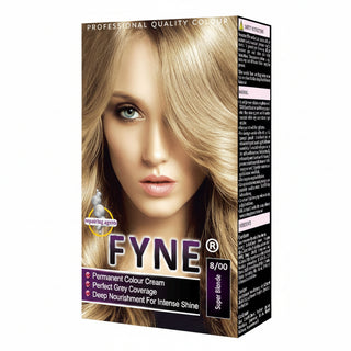 Fyne 8/00 super blonde permanent hair colour with grey coverage shiny smooth salon finish hair
