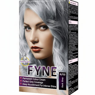 Fyne 8/02 dark grey permanent hair colour cool dark grey tone grey coverage shiny smooth salon finish hair