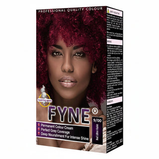 Fyne 9/00 red ultra violet permanent hair colour bold red violet tone grey coverage shiny salon finish hair