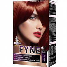 Fyne 9/03 spicy red permanent hair colour bold fiery red tone grey coverage shiny salon finish hair