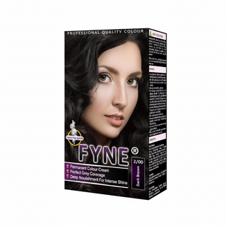 Fyne dark brown 2/00 permanent hair colour treatment for long lasting vibrant grey coverage and shine