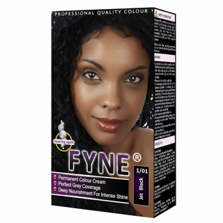 Fyne jet black 1/01 permanent hair colour treatment for bold vibrant long lasting grey coverage and shine