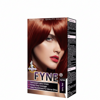 Fyne spicy red 9/03 permanent hair colour treatment for bold vibrant long lasting fiery colour and shine