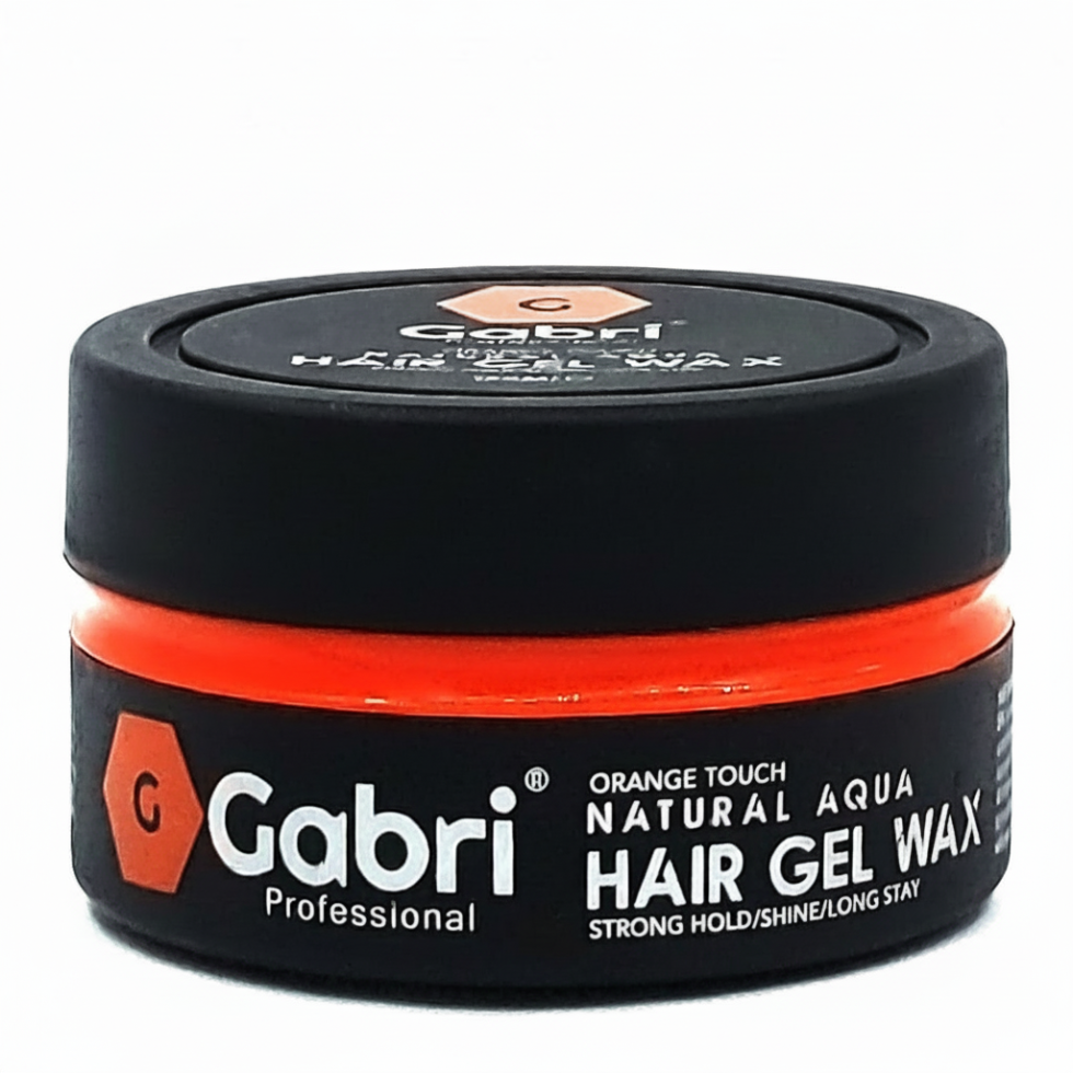 Gabri professional aqua hair gel wax orange touch 150ml strong hold flexible styling wax with natural shine and orange fragrance
