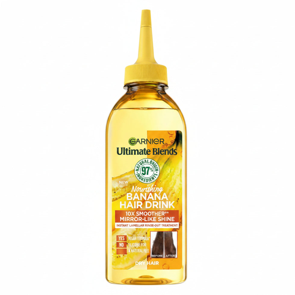 garnier banana hair drink 200ml lamellar water liquid conditioner smooth shiny frizz free hair
