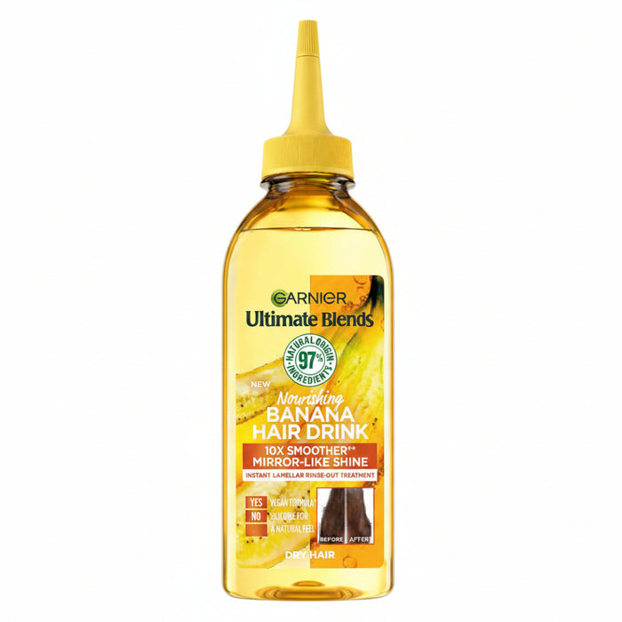 garnier banana hair drink 200ml lamellar water liquid conditioner smooth shiny frizz free hair
